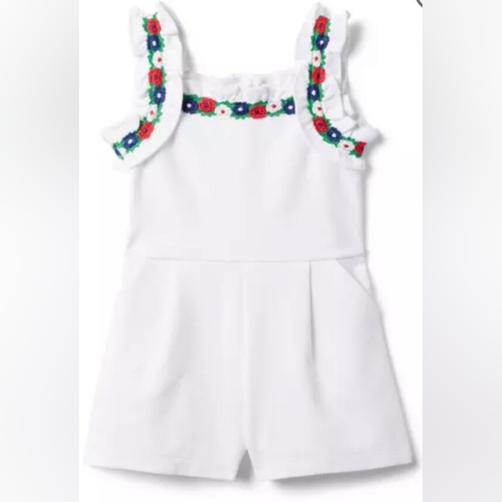Janie and Jack White Romper with Floral Accents